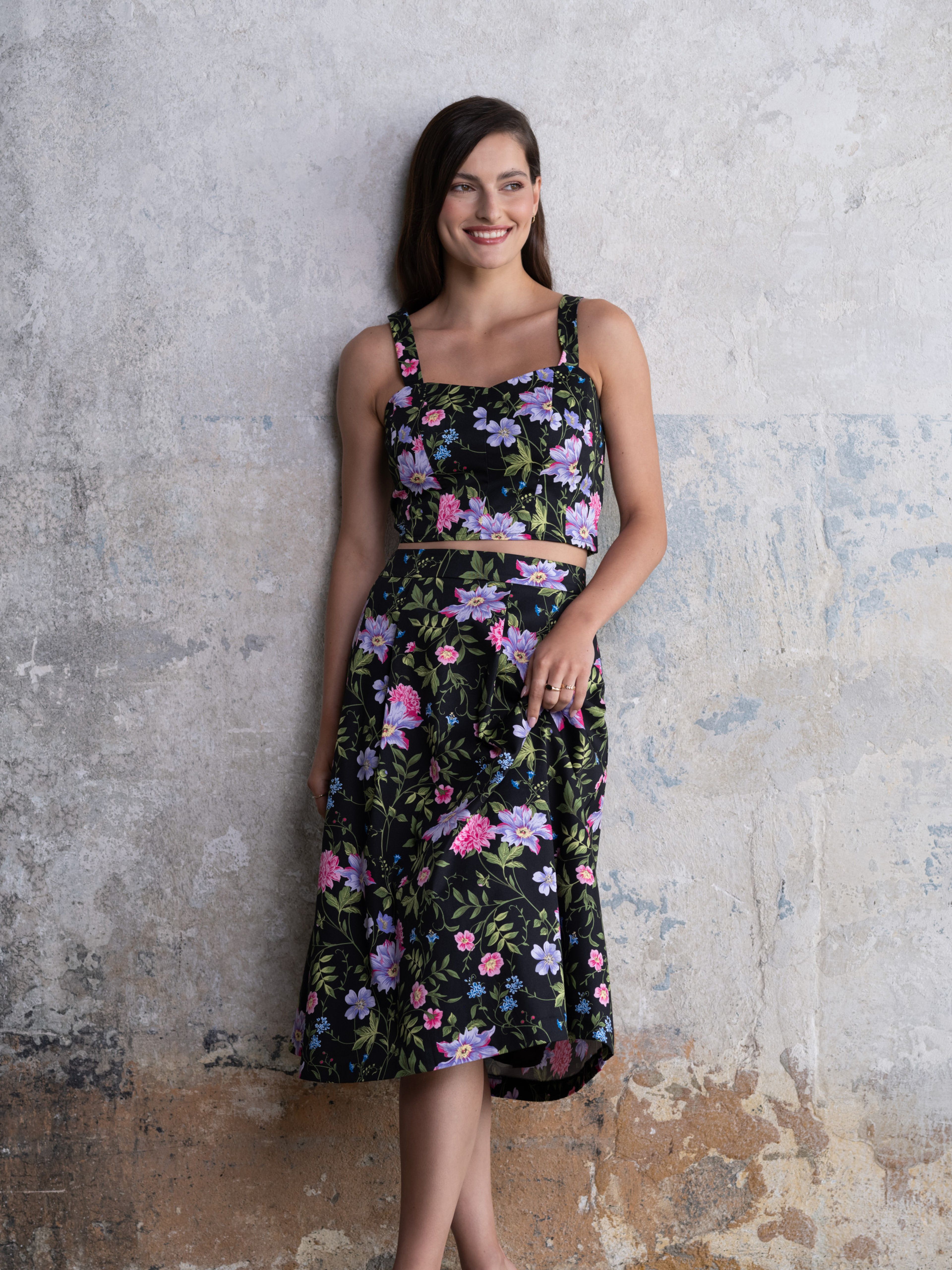 Schwarzes Damen-Blumen-Top ORSAY