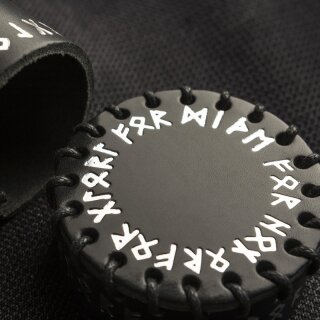 Black Runic Leather Dice Cup