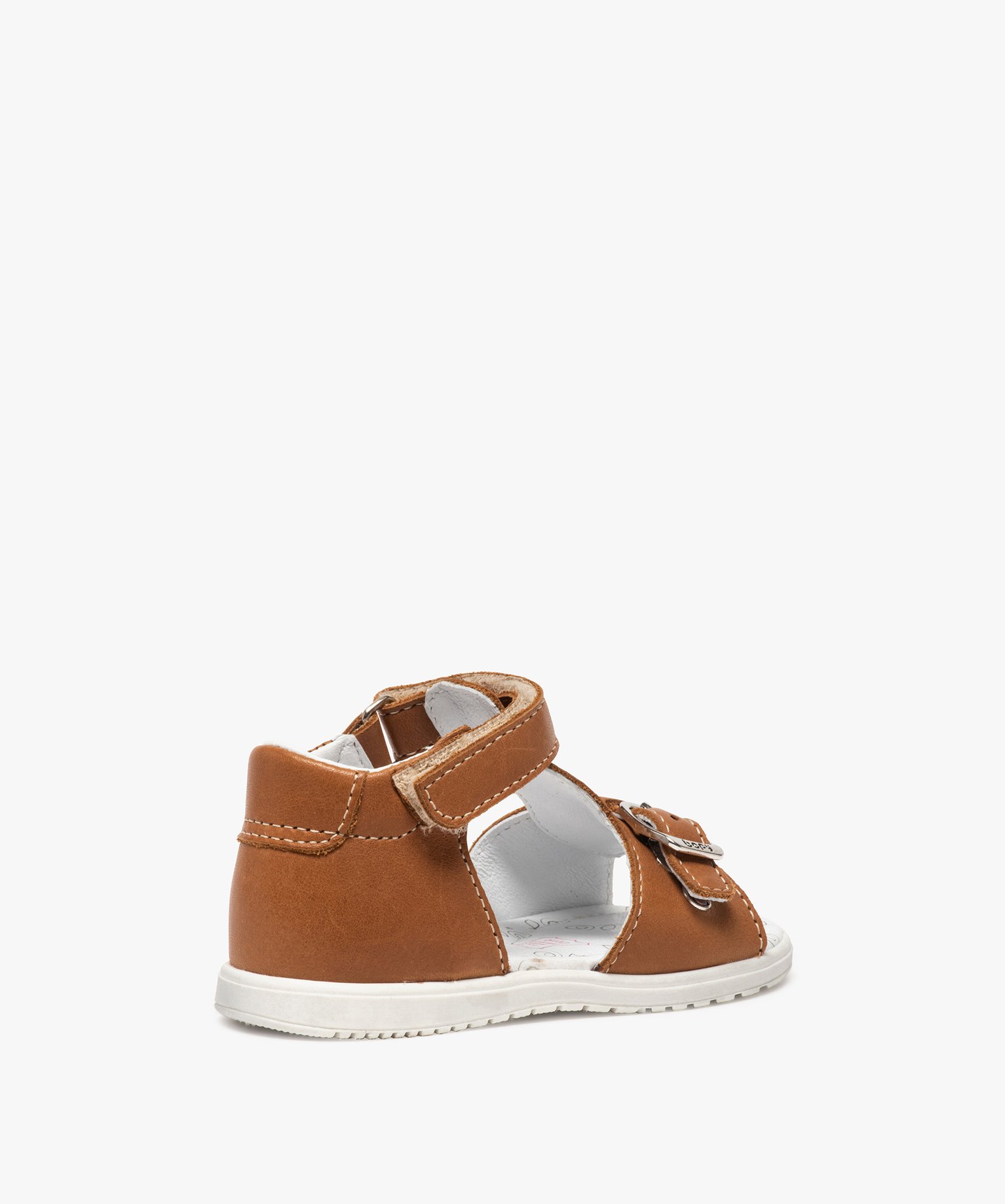 Sandales bébé en cuir uni ajustables - Bopy camel | GEMO
