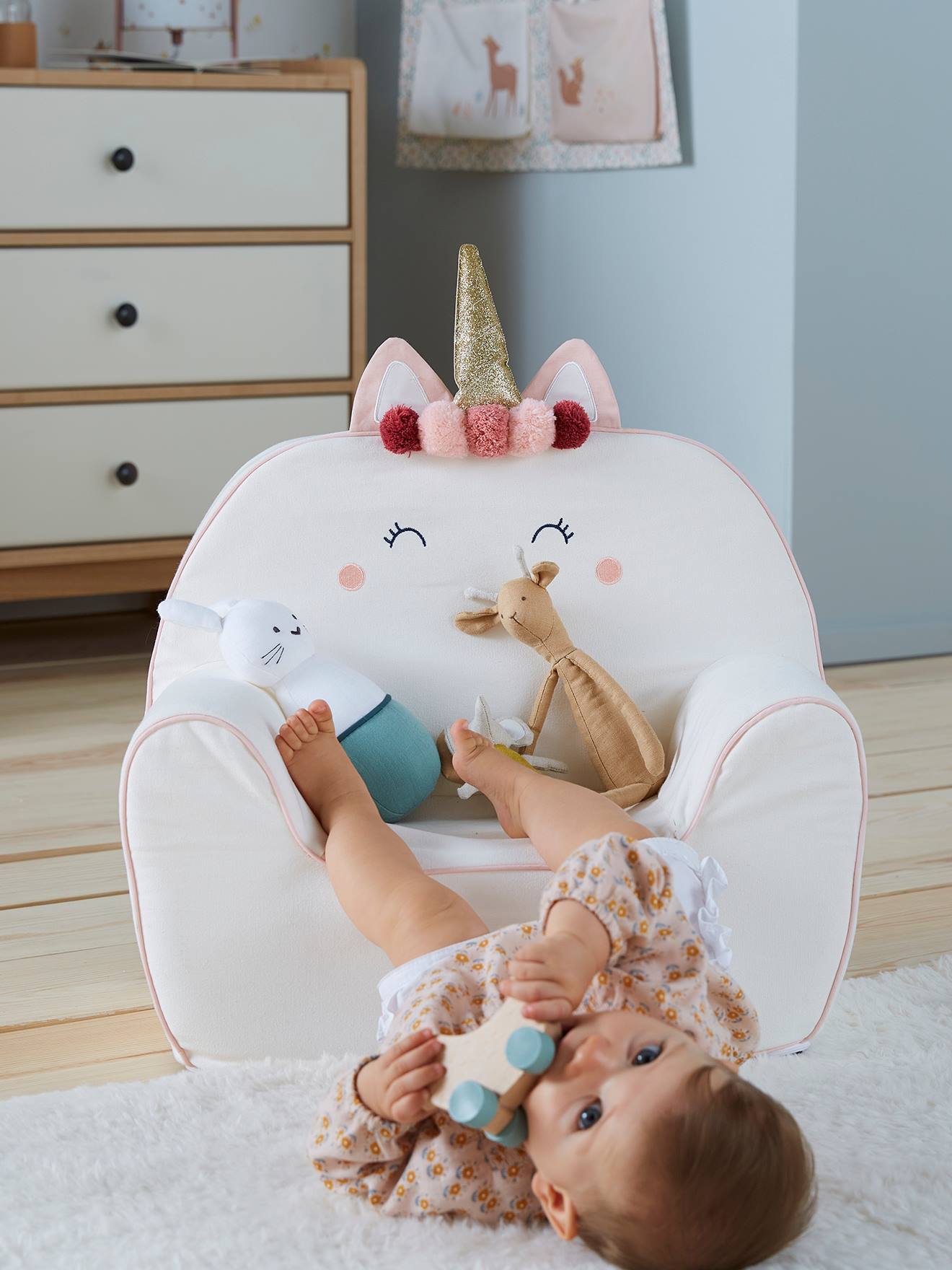 Vertbaudet Kinderzimmer Sessel EINHORN, personalisierbar - weiß