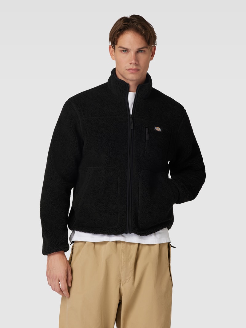 Fleecejacke mit Label-Patch Modell 'MOUNT HOPE' in schwarz