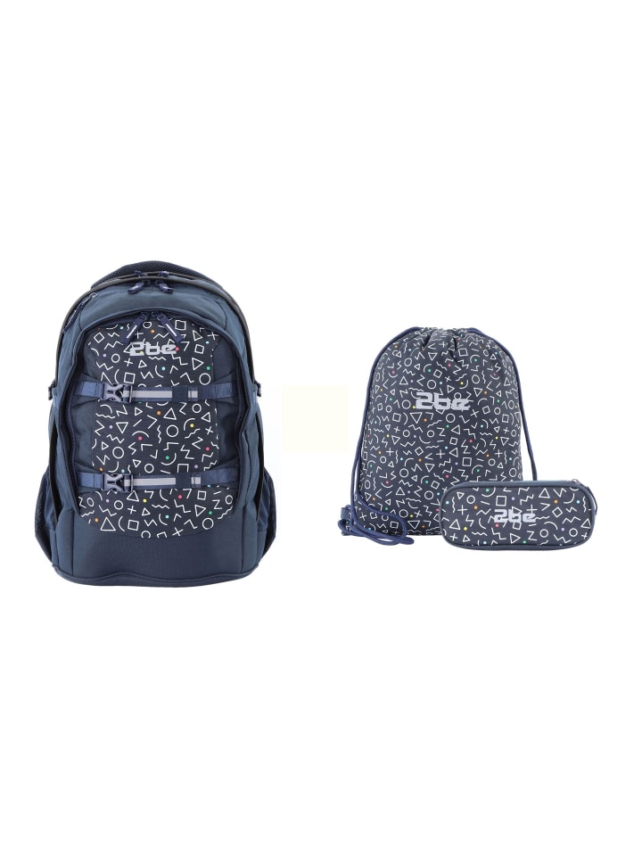 2Be 3er Set Schulrucksack Navy Blue in Navy Blue günstig kaufen onesize