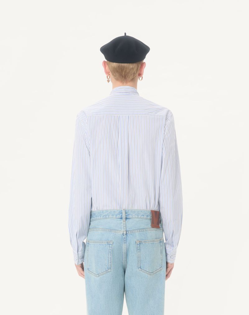 Camisa Valentino em popeline de algodão com gola lenço e bordado com o logotipo V.