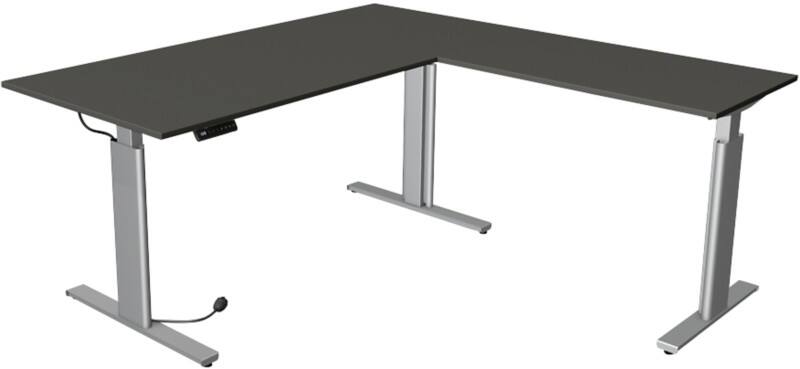 Kerkmann Move 3 L-förmig Elektrisch Höhenverstellbar Sitz-Stehschreibtisch Anthrazit, Silber 1.800 x 1.800 x 1.200 mm