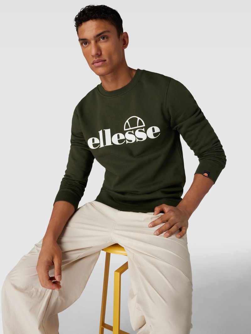 Sweatshirt mit Label-Print Modell 'Bootia' in dunkelgrün