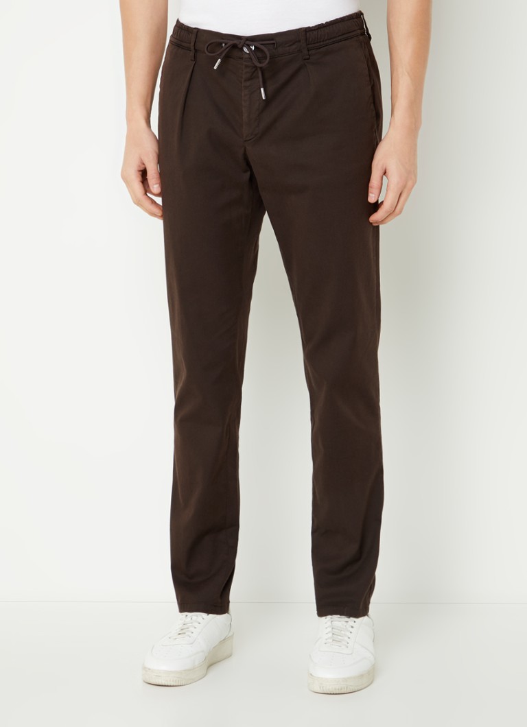 Chino nohavice Profuomo slim fit zo zmesi lyocellu so sťahovacou šnúrkou