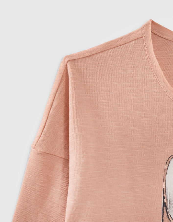 T-shirt rose visuel tennis à lacets brodés fille