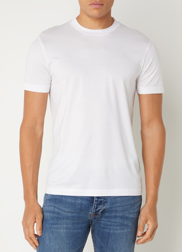 Tricou Emporio Armani din amestec de lyocell cu logo