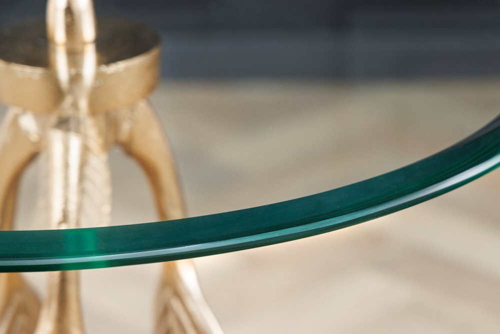 riess-ambiente Beistelltisch FEATHER 65cm gold (Einzelartikel, 1-St), Wohnzimmer · Glas · Metall · rund · Handarbeit · Modern Design