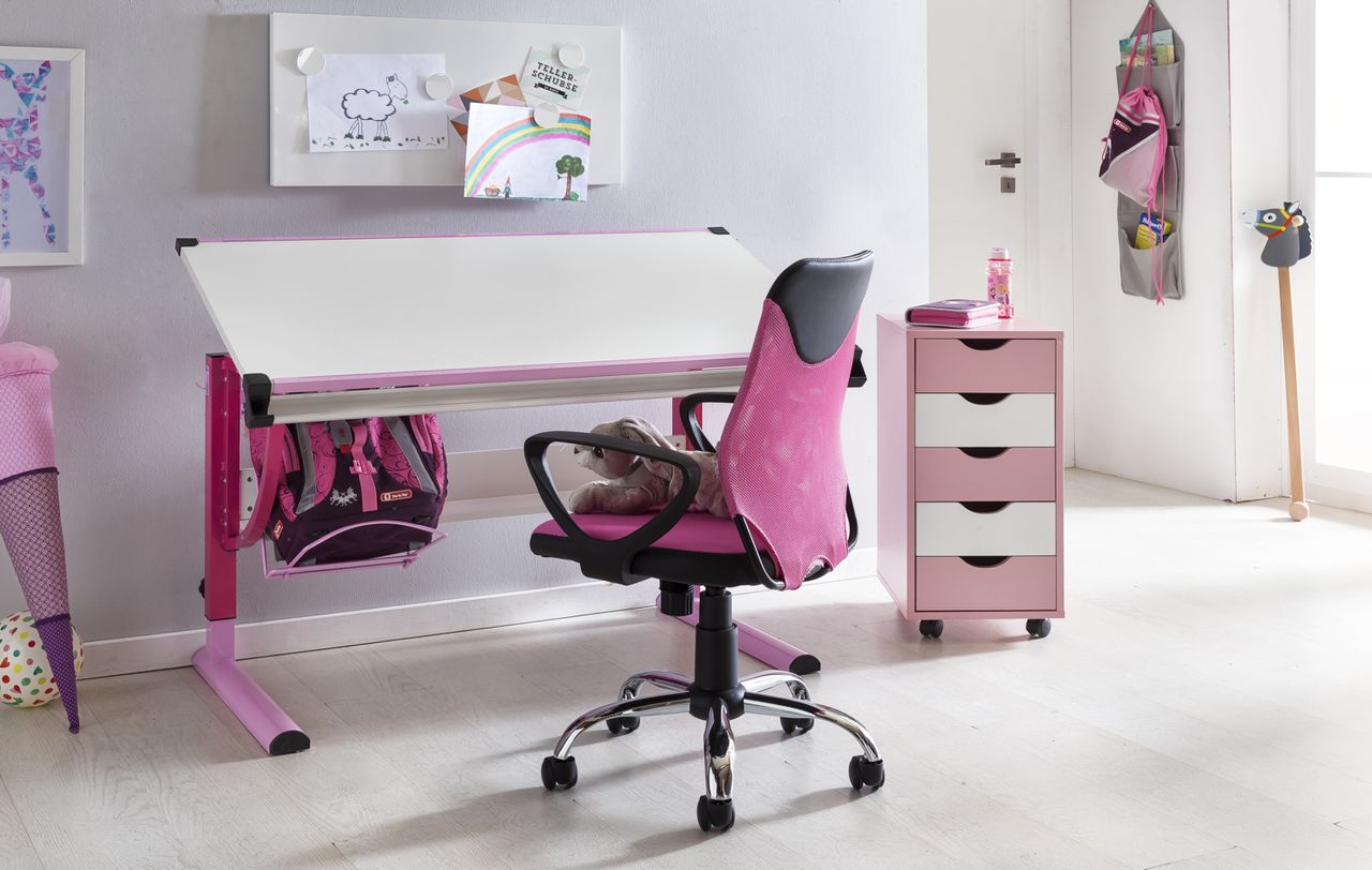Amstyle Kinder-Drehstuhl KiKa, Schwarz-Pink