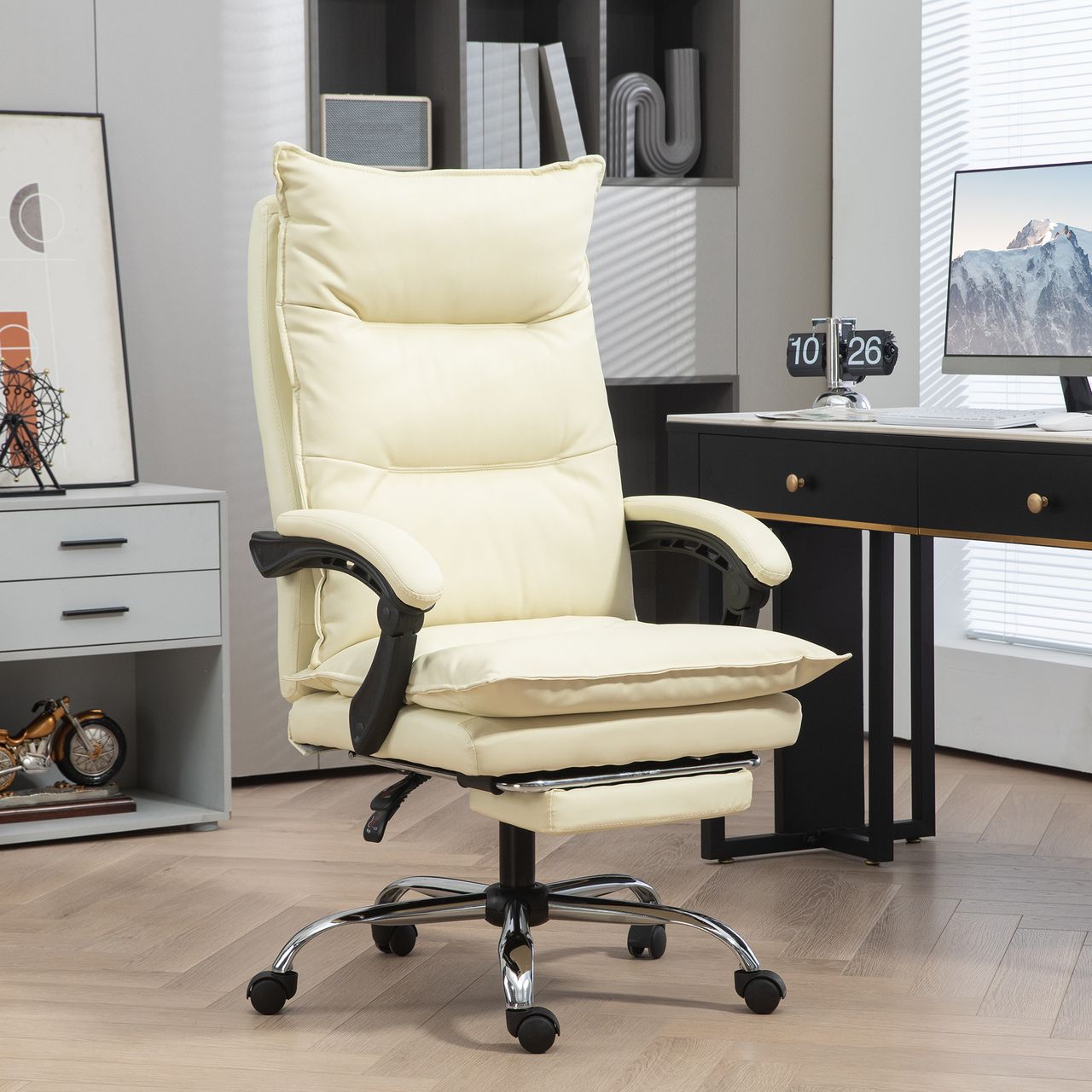 Vinsetto Bürostuhl Ergonomisch Schreibtischstuhl mit Liegefunktion, Fußstütze