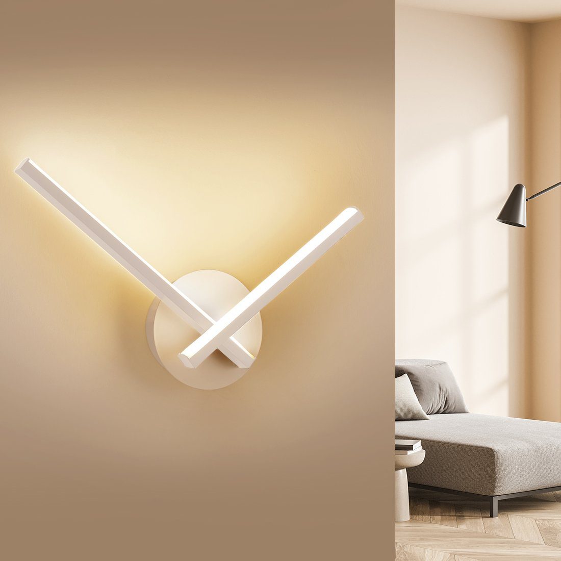 S'AFIELINA LED Wandleuchte LED Wandleuchten Modern 120° Winkel Innen Modern Wandlampe, 3 Lichtfarben 3000K/4000K/6000K Wandbeleuchtung