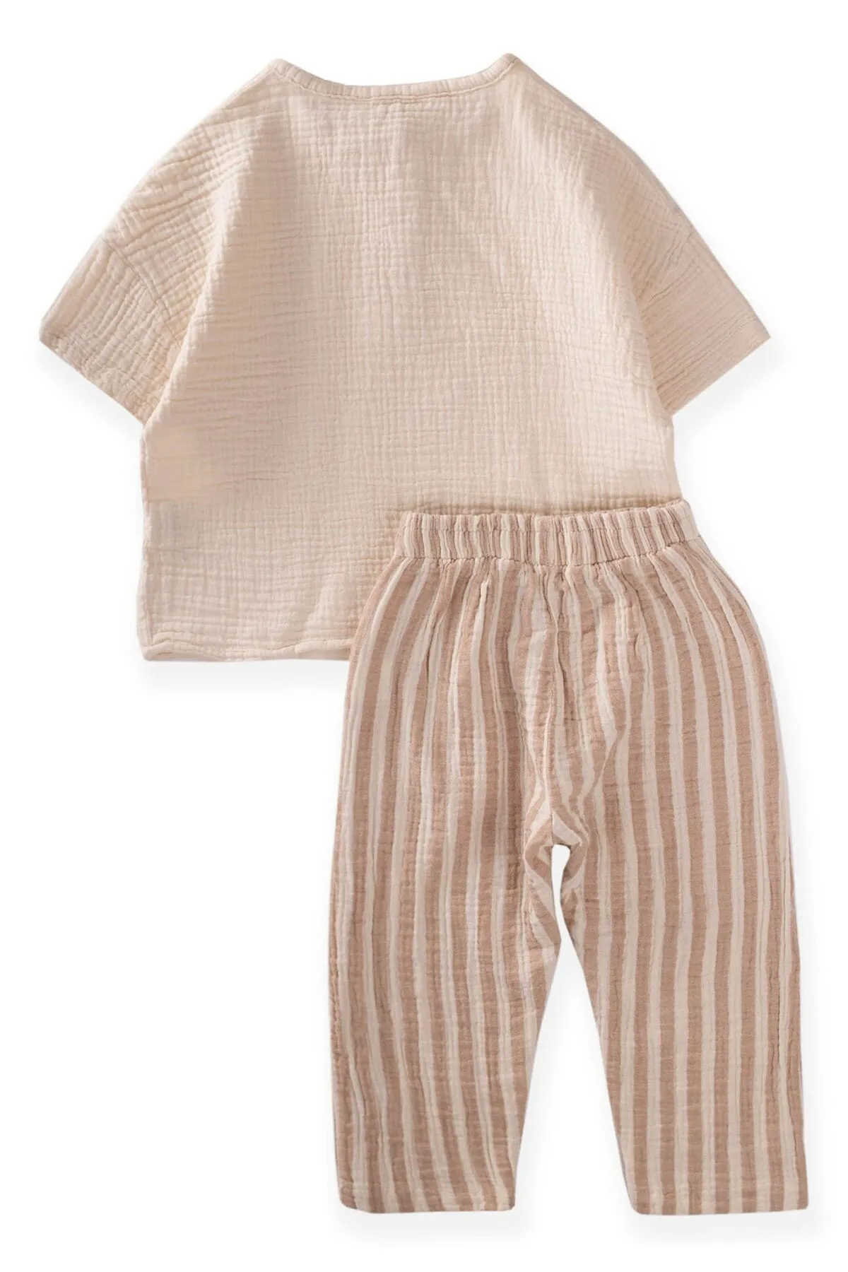 Cigit  Bohemian-Hemd, Harlem-Hose, Anzug, Alter 2–8, Creme/Braun
