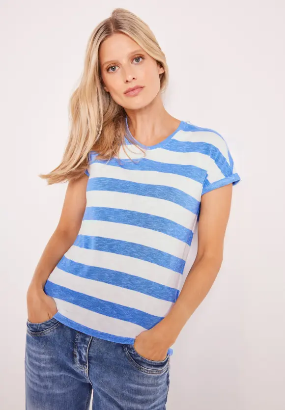 CECIL Melange T-Shirt mit Streifen