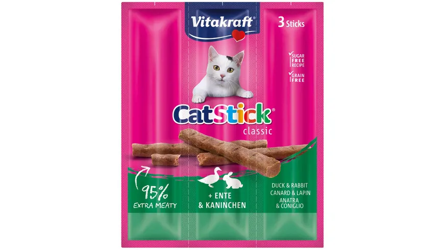 Vitakraft Katzensnack Cat Stick® mini + Ente & Kaninchen 18 g