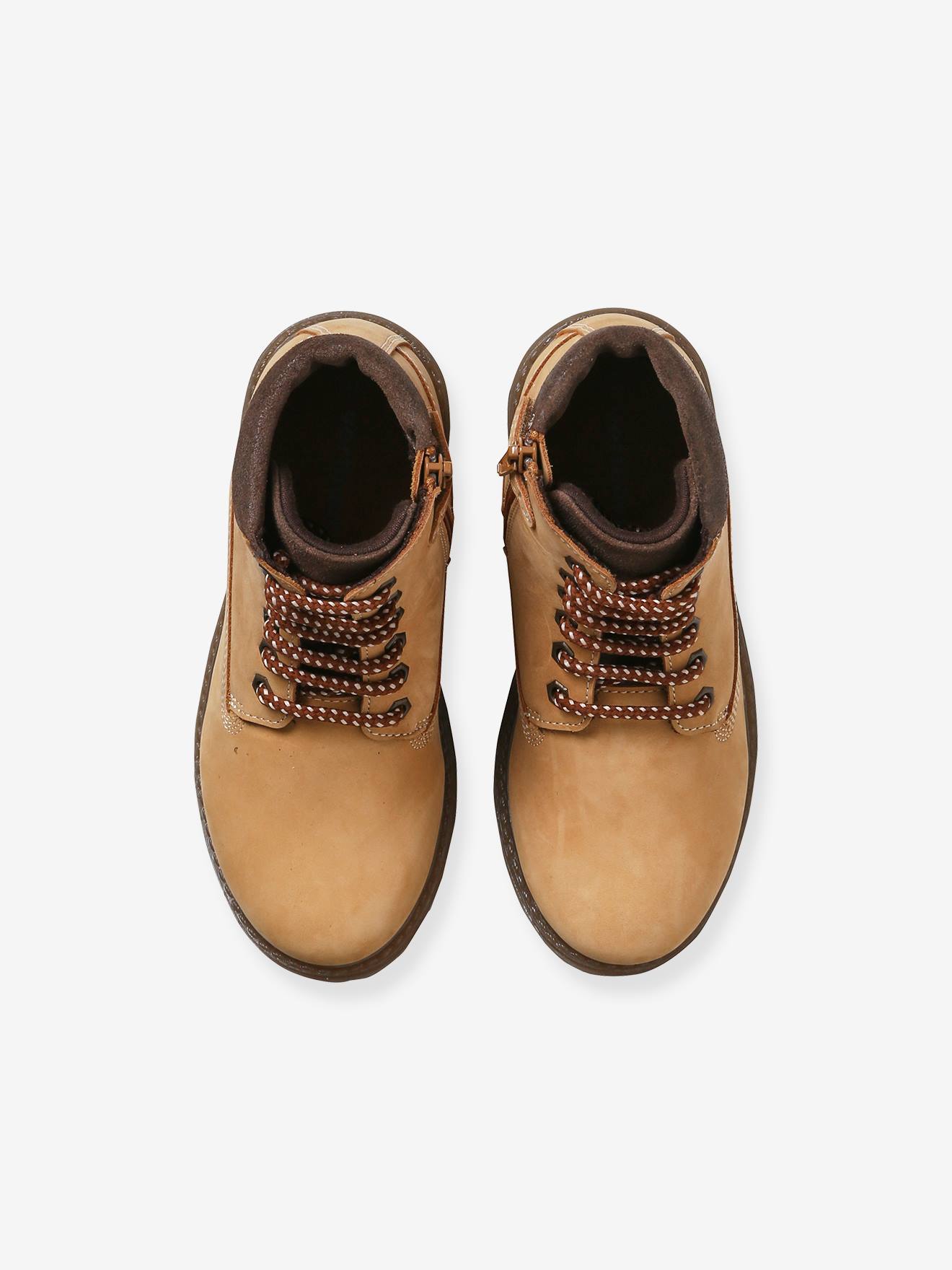 Vertbaudet Kinder Schnürboots mit Profilsohle - camel