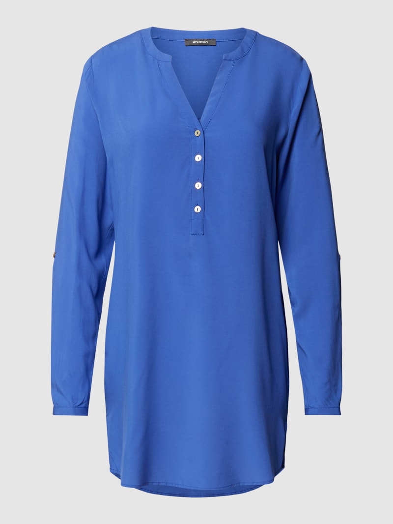 Blusenshirt mit V-Ausschnitt in royalblau