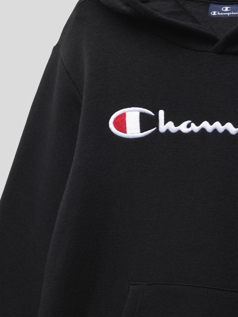 Hoodie mit Label-Stitching in schwarz