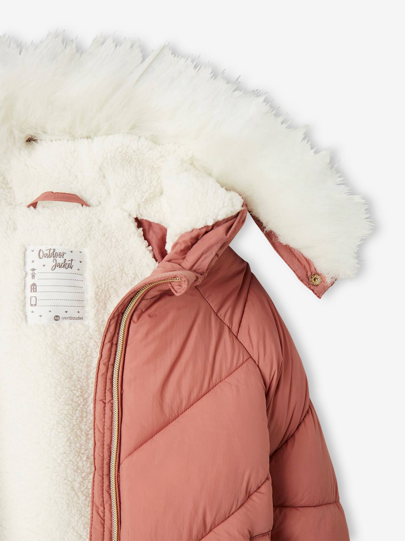 Vertbaudet Mädchen Steppjacke mit Kapuze & Recyclingmaterial - dunkelrosa