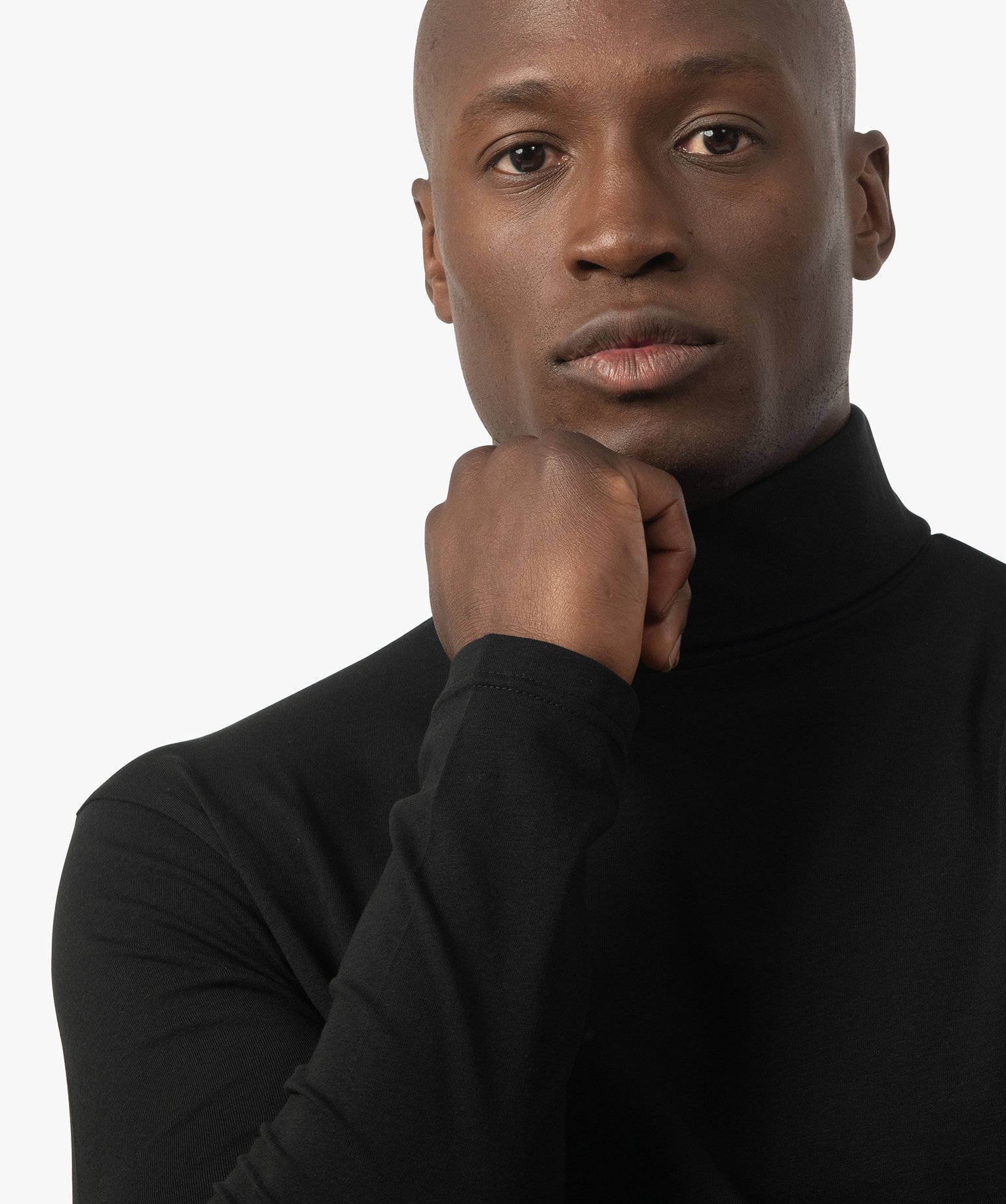 Tee-shirt homme à large col roulé coupe slim noir | GEMO