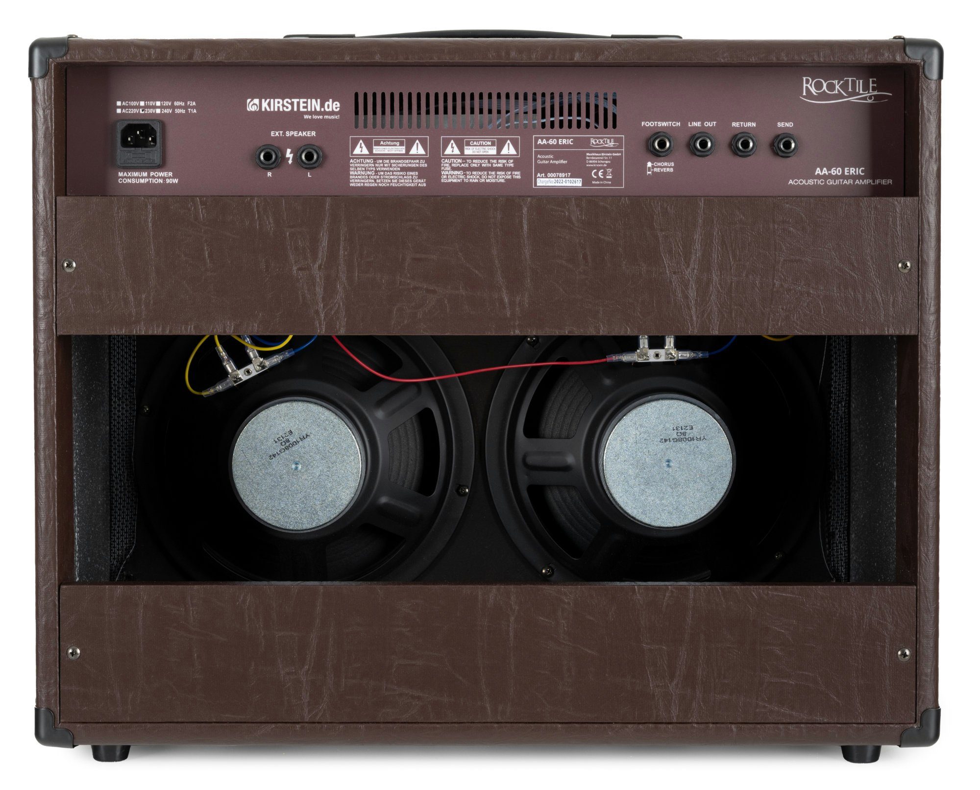 Rocktile AA-60 Eric Akustikverstärker Verstärker (Anzahl Kanäle: 2 (Mikrofon und Gitarre), 60 W, Comboverstärker - 5-Band EQ - Reverb-Effekt für Gesang und Gitarre)