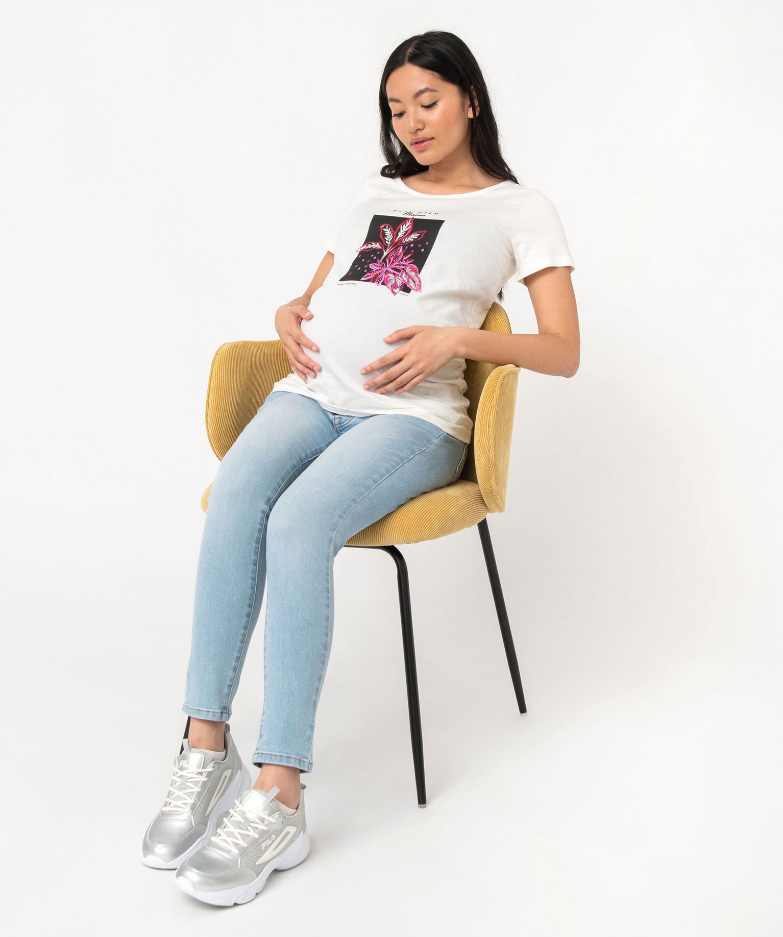 Tee-shirt de grossesse à manches courtes en coton imprime | GEMO