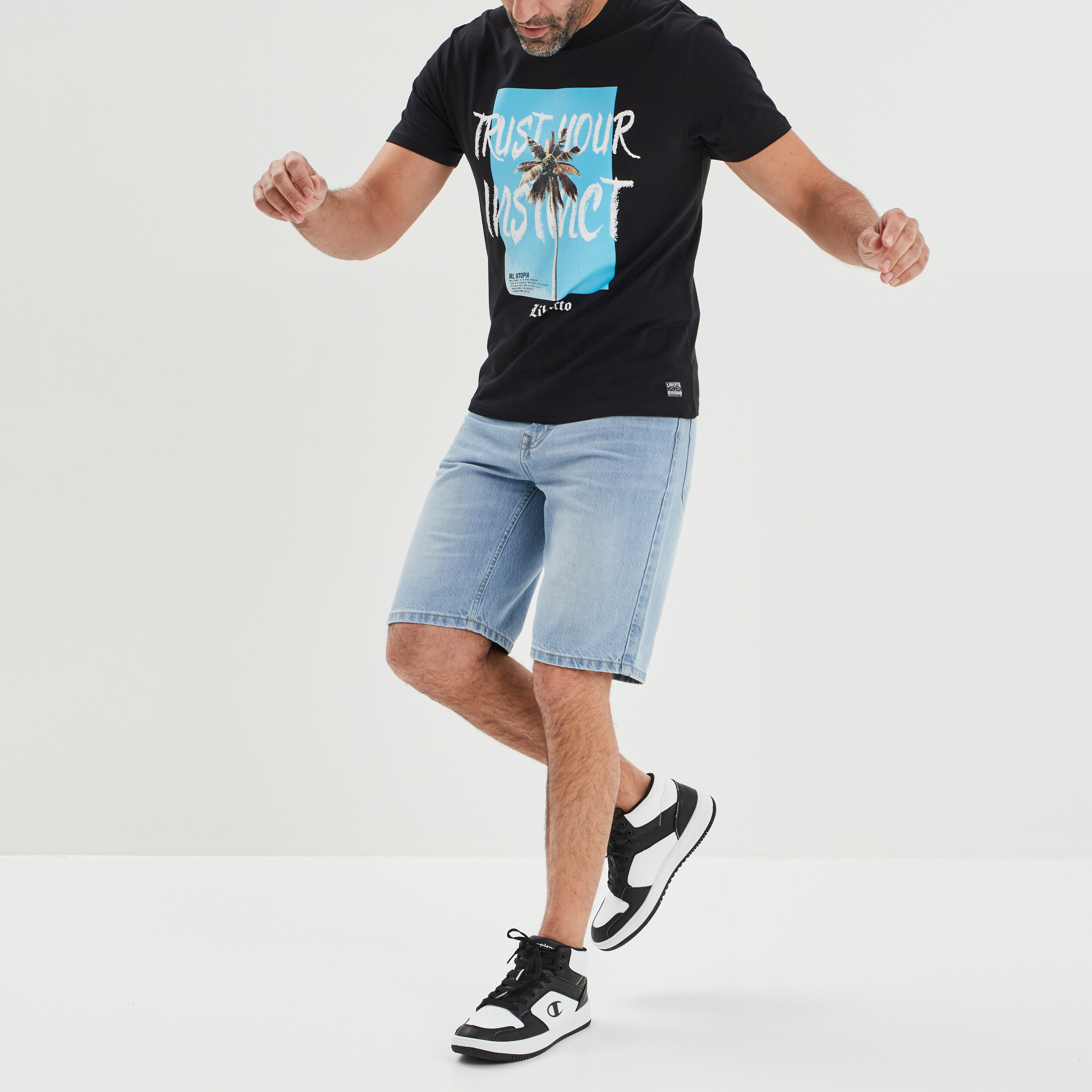 T-shirt manches courtes Liberto noir homme | La Halle