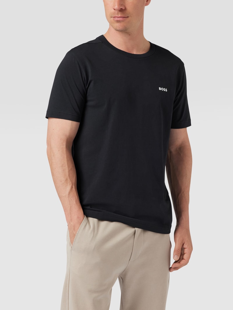 T-Shirt mit Logo-Print Modell 'Tee' in dunkelblau