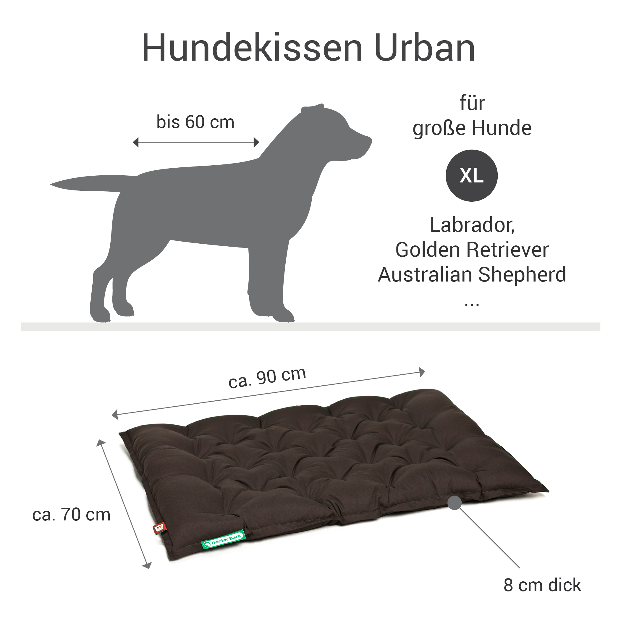 Doctor Bark Hundekissen Doctor Bark Liegekissen Urban sandbraun XL