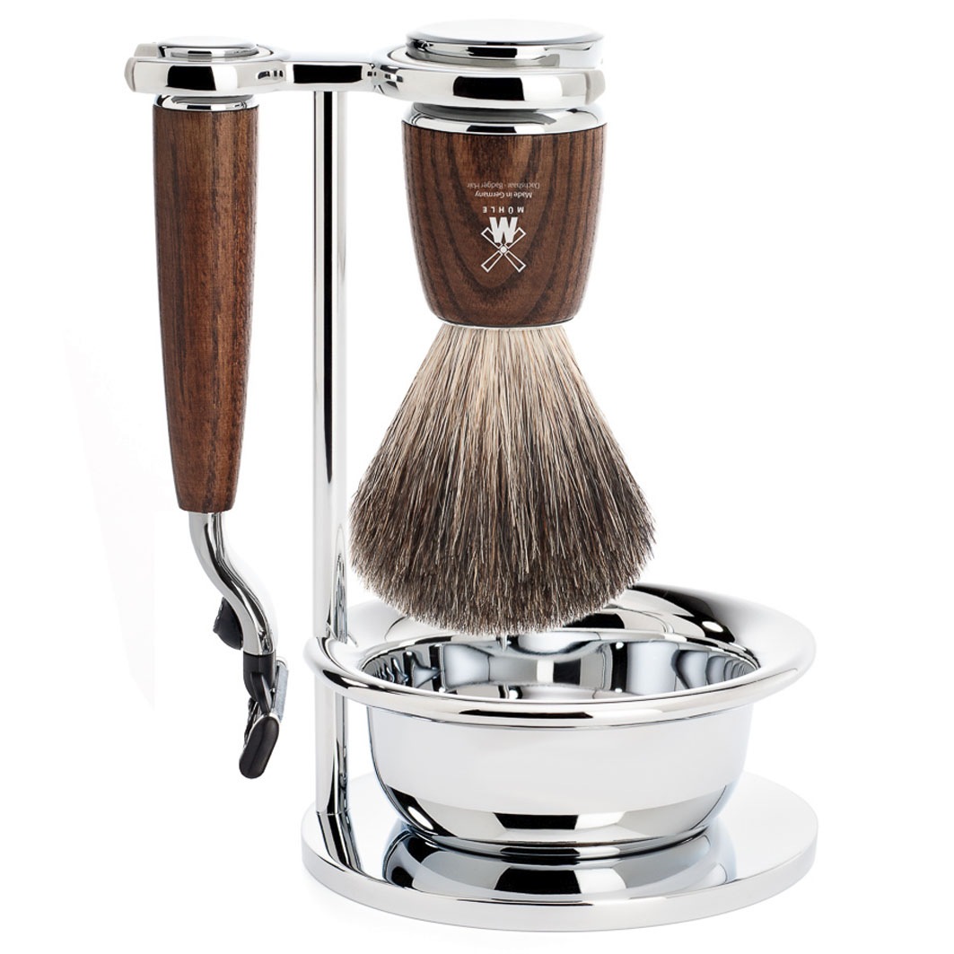 RYTMO 4-teiliges Rasierset Esche dunkel Gillette® Mach3®