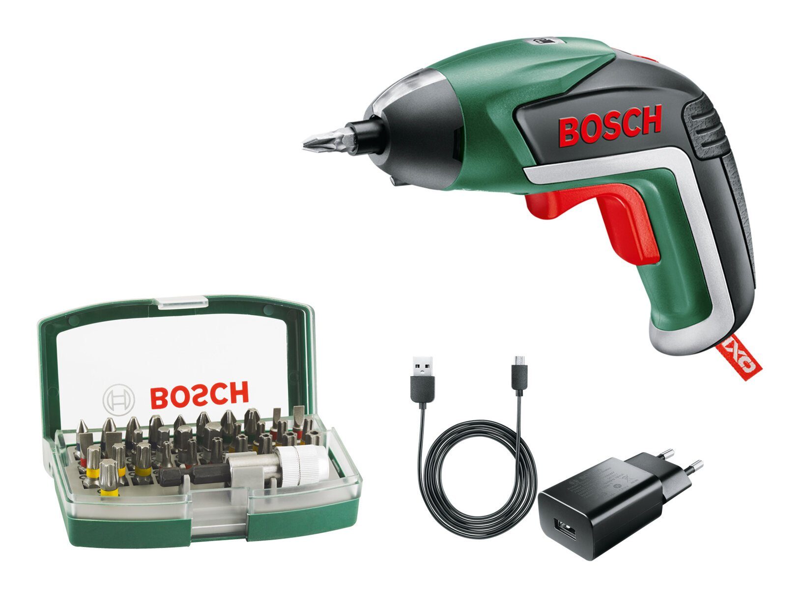 Bosch Home & Garden Akku-Schrauber IXO V, Lithium-Ionen mit Bit-Set mit Integriertem Akku - im Karton