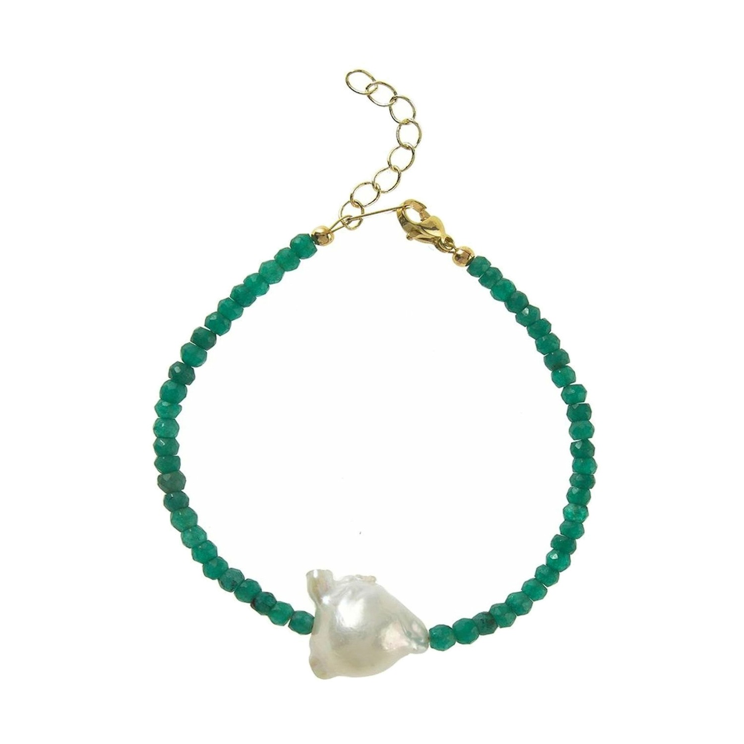 Armband 'Barock Zuchtperle und facettierte Smaragde'