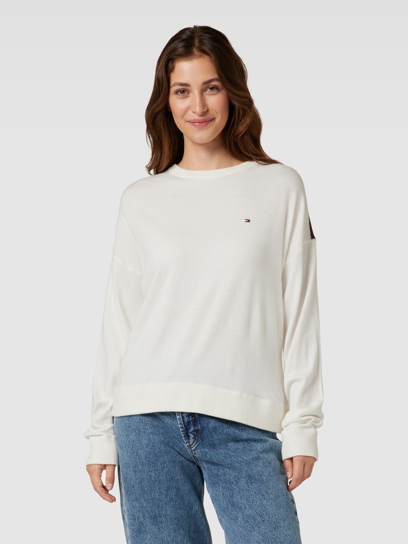 Sweatshirt aus Viskose-Mix mit Kontraststreifen in ecru