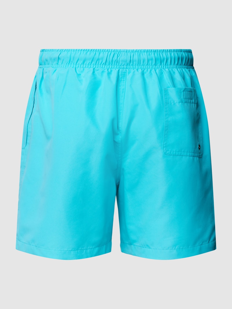Badeshorts mit Label-Stitching in türkis