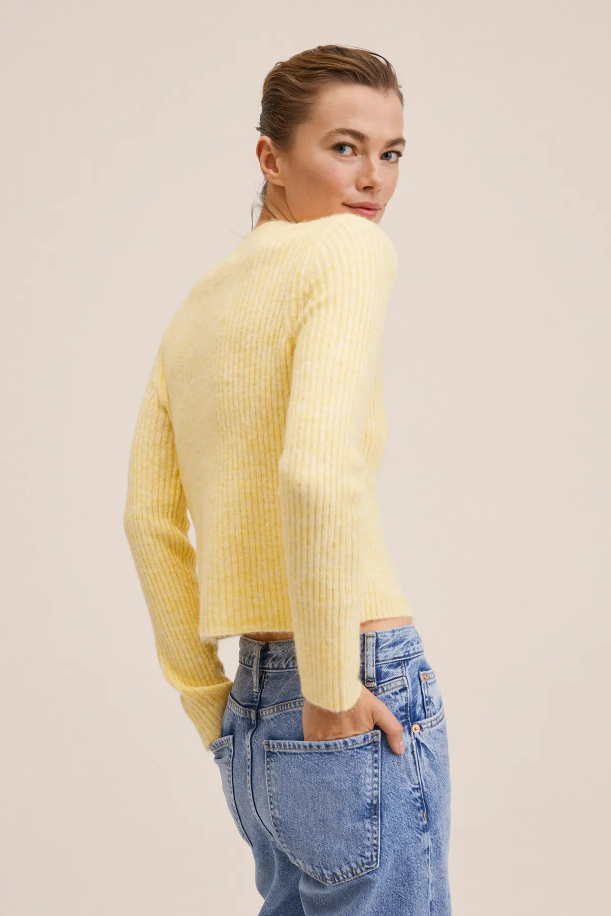 MANGO  Strickjacke - Gelb - Slim Fit