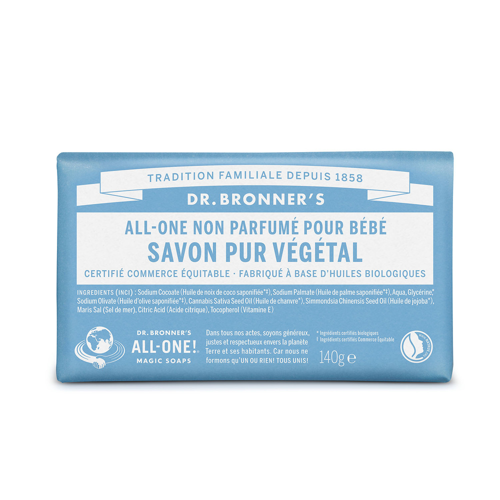 Dr Bronner's Dr Bronner's - Savon solide non parfumé- 140g Savon solide