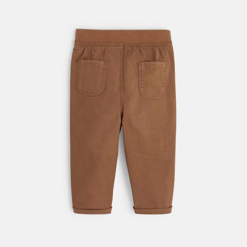 Pantalon toile effet denim doublé marron bébé garçon
