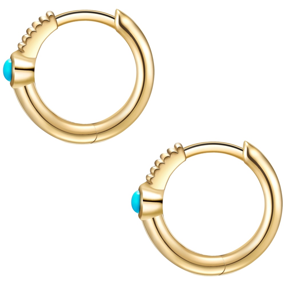 Glanzstücke München Créoles en argent Argent sterling Turquoise reconstituée en Or jaune Boucles d'oreilles