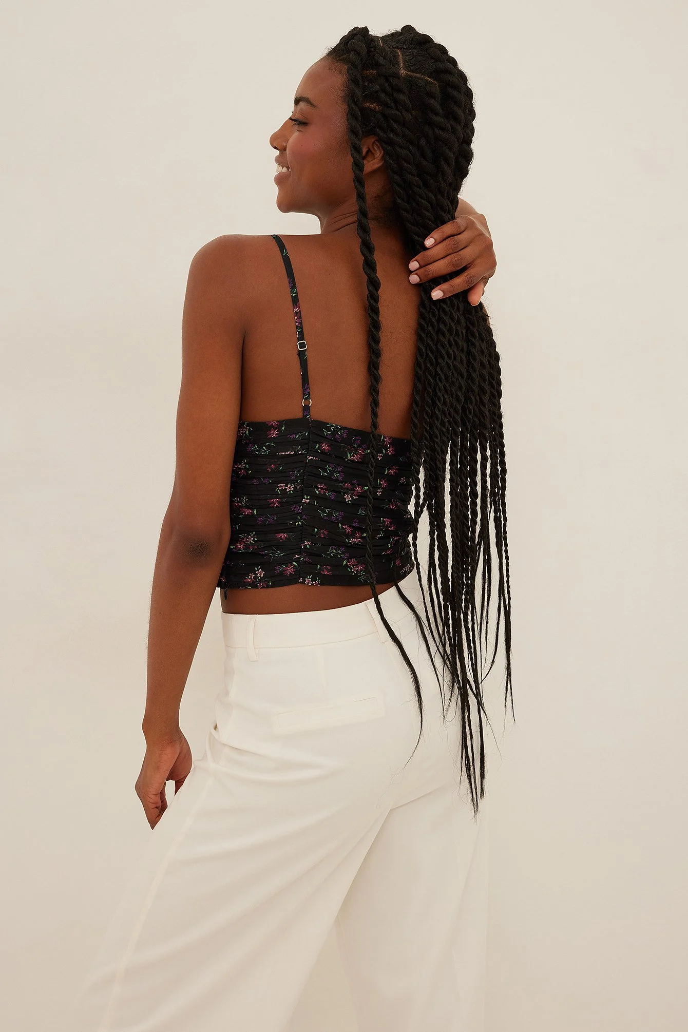 Printed Gathered Chiffon Top
