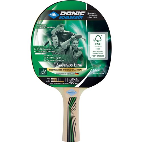 DONIC-SCHILDKRÖT TISCHTENNISSCHLÄGER LEGENDS 400 FSC, 1,6 MM SCHWAMM, FSC HOLZ, JAD