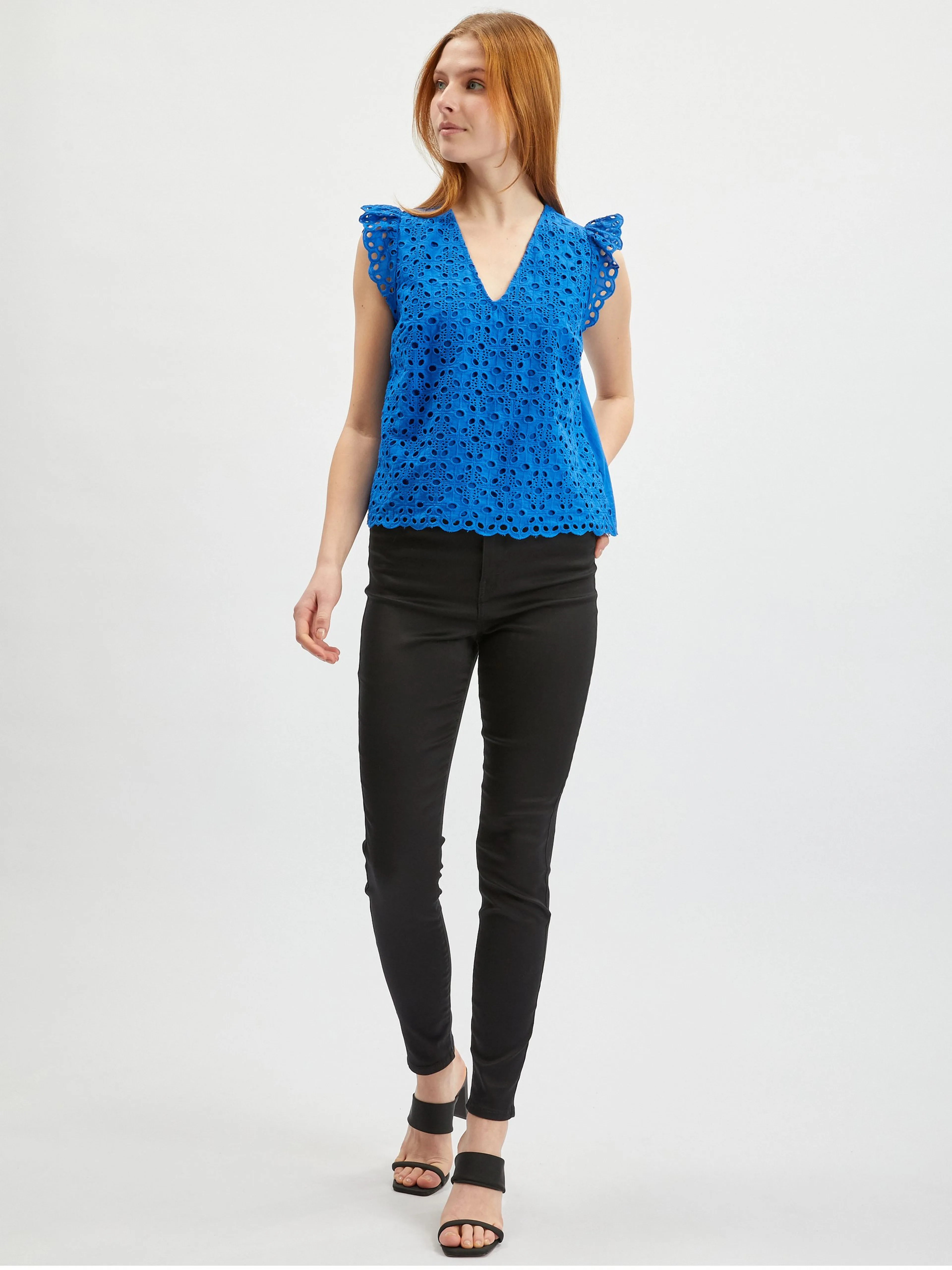Blaue gemusterte Damenbluse ORSAY
