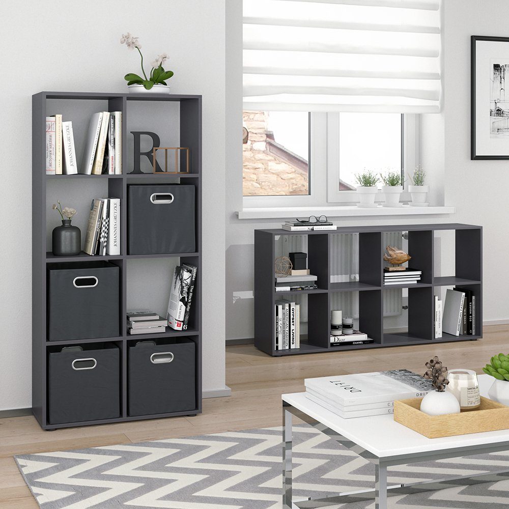 Vicco Raumteiler Bücherregal Standregal SCUTUM 8 Fächer Grau