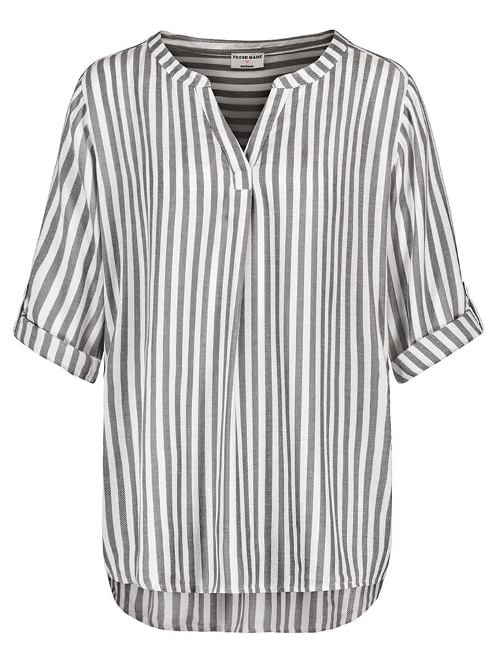 Fresh Made Bluse in Anthrazit/ Weiß günstig kaufen