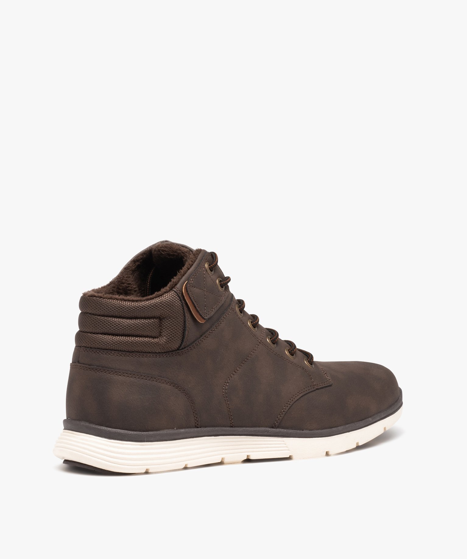 Baskets homme semi-montantes avec intérieur fourré marron | GEMO