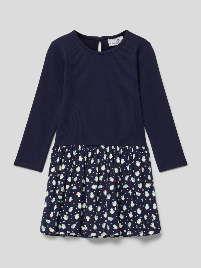 Kleid in Two-Tone-Machart in marineblau