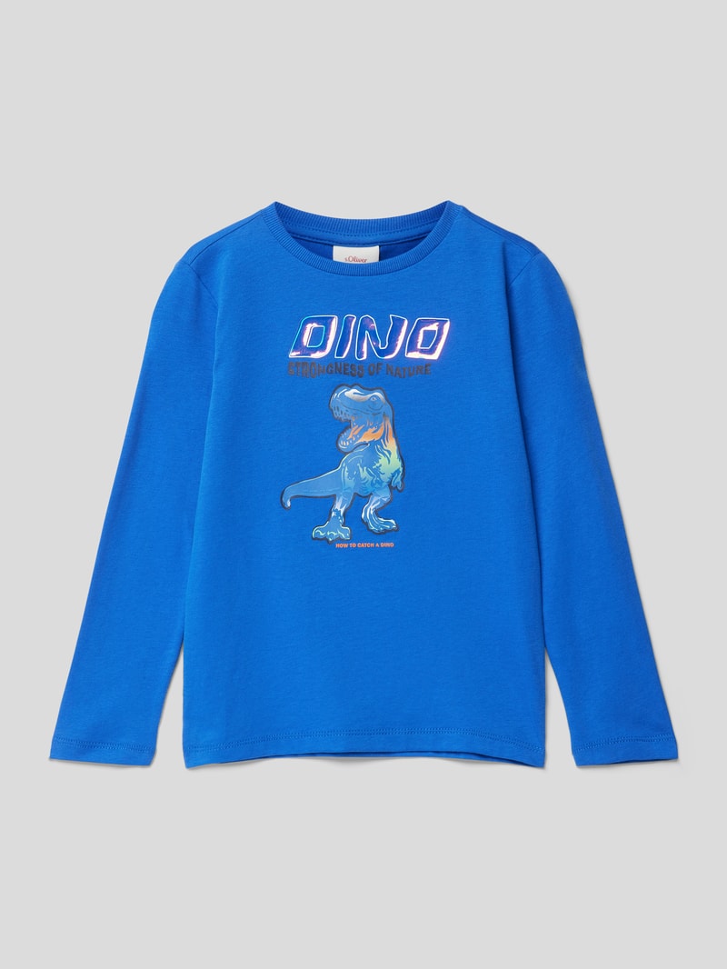 Longsleeve mit Motiv-Print Modell 'Back to School' in royalblau
