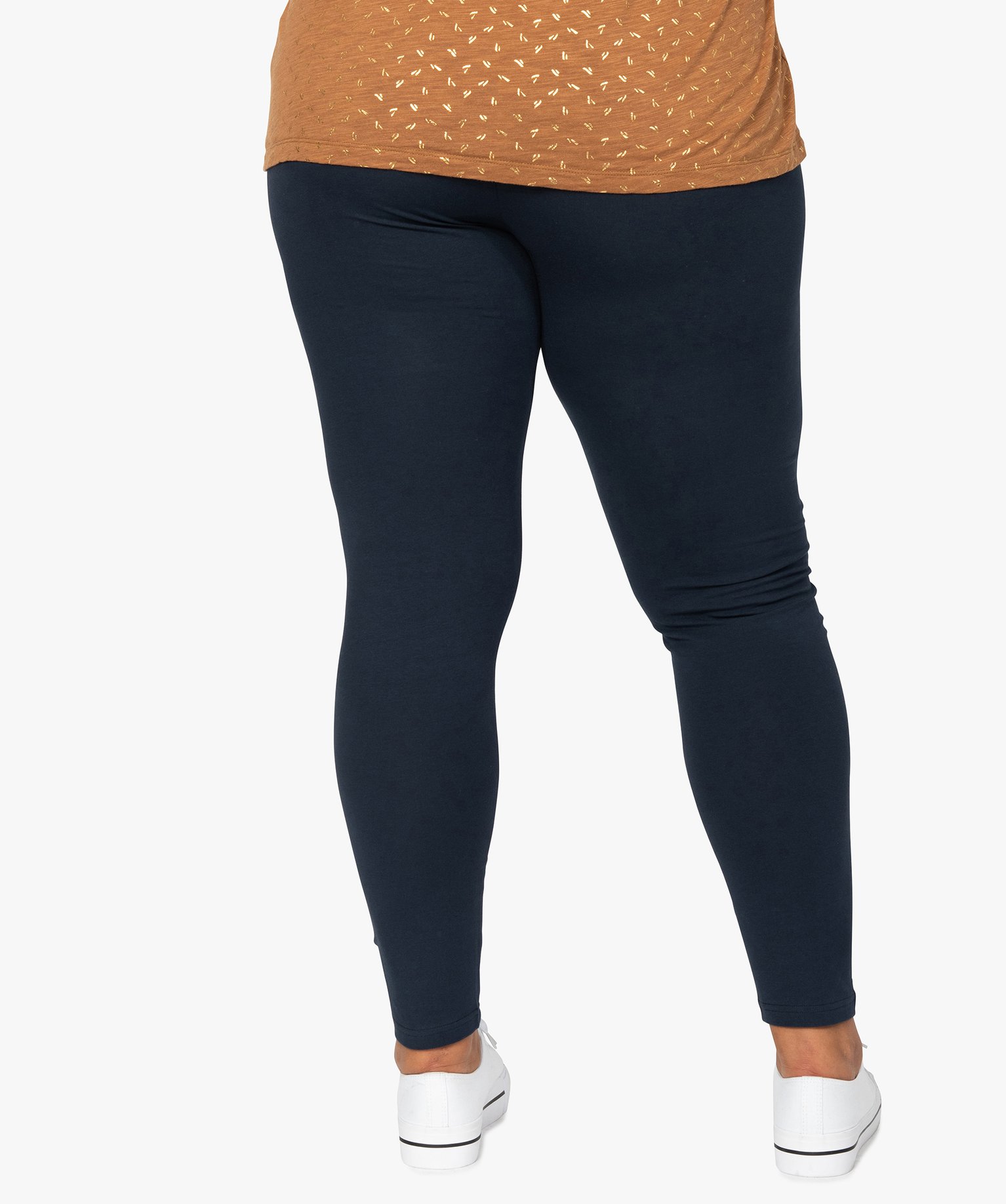 Pantacourt femme grande taille en maille unie et taille éla... marine | GEMO