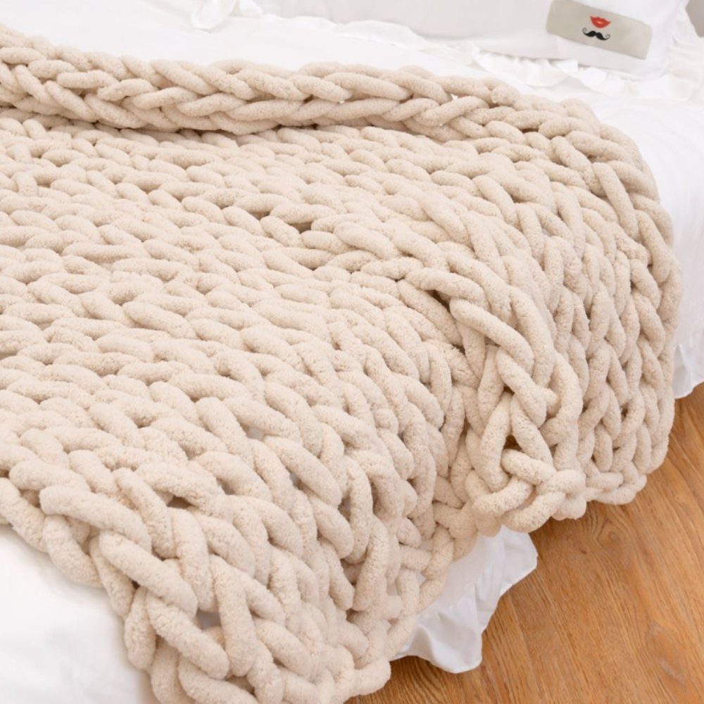 Wohndecke Decke Grob Gestrickte Kuscheldecke Grobstrick Tagesdecke Strickdecke, FYLA, süße Decke,warme Decke,waschbar