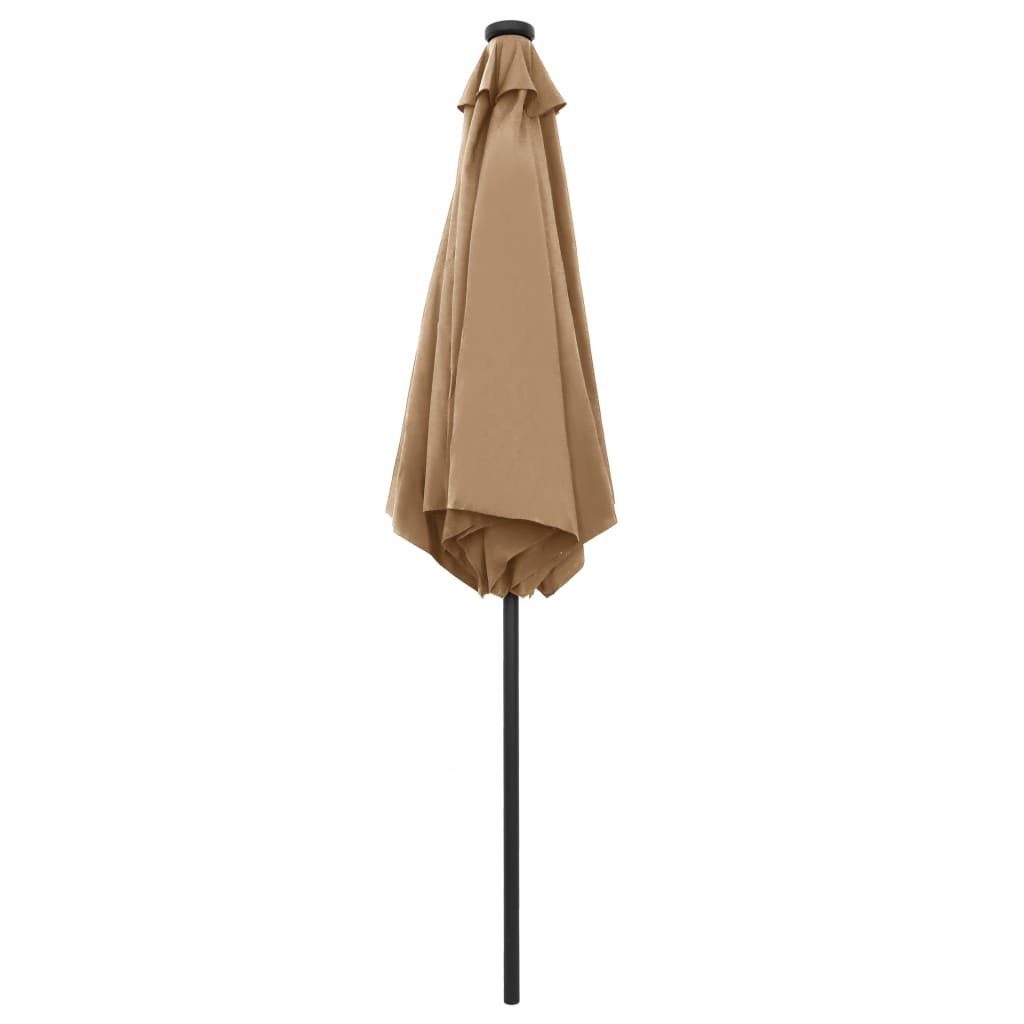 vidaXL Balkonsichtschutz Sonnenschirm mit LED-Leuchten & Aluminium-Mast 270 cm Taupe