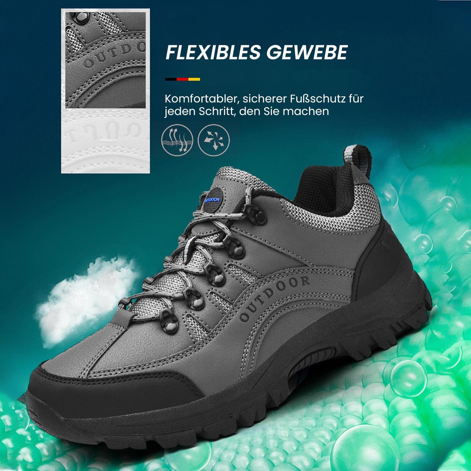 MAGICSHE Outdoor Wanderschuh mit dicker Sohle, rutschfest,wasserdicht